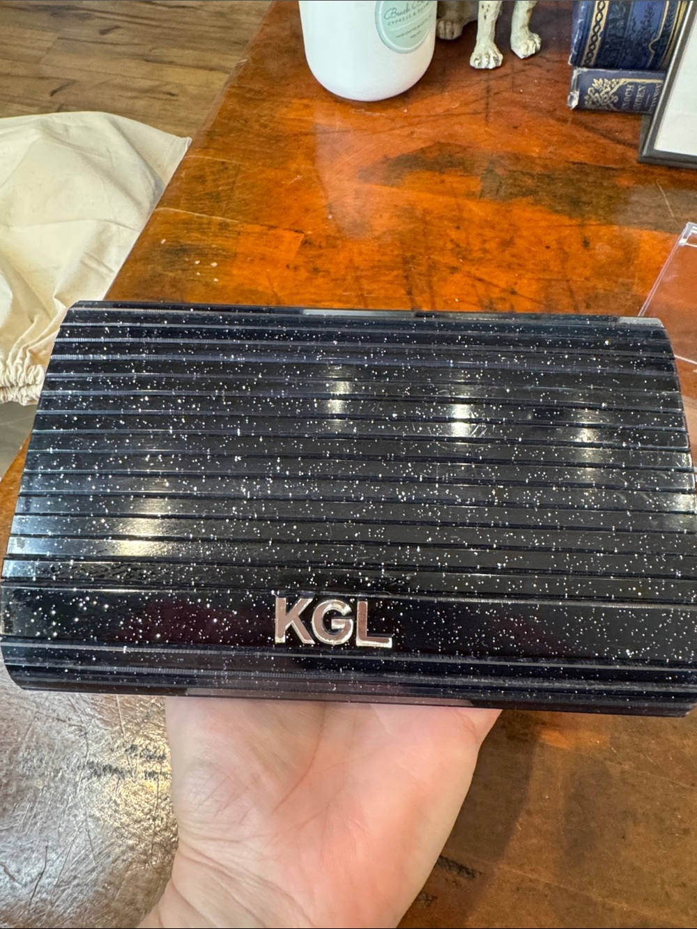 Kurt Geiger Black Beaded Crossbody Clutch - Picture 2 of 9